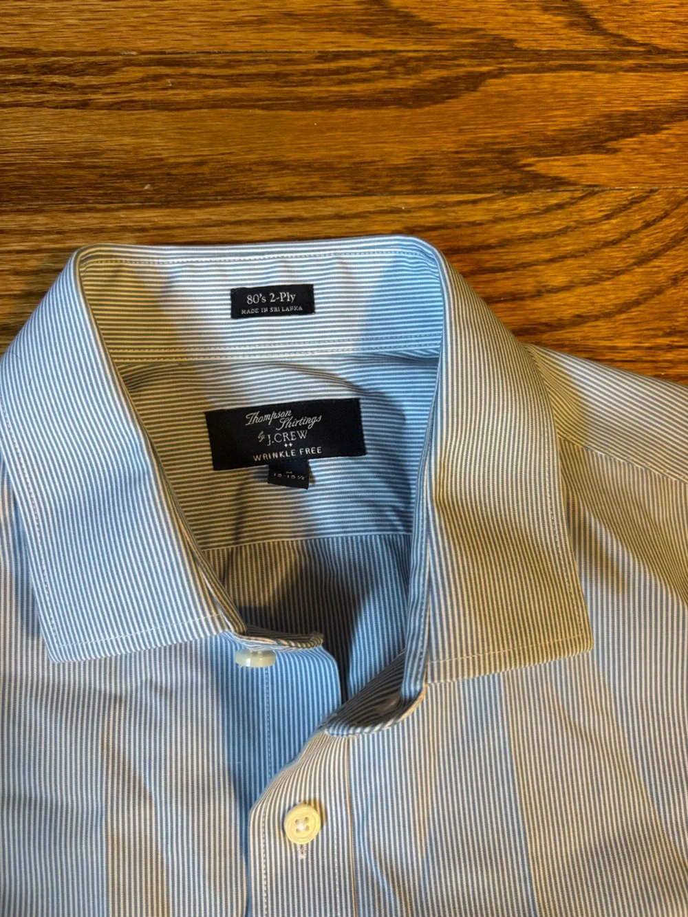 J.Crew Factory Wrinkle-Free Blue Stripe Button Down Shirt Men's XL 80s 2-Ply Cot